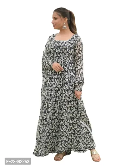 Black and white Georgette  Gown-thumb0