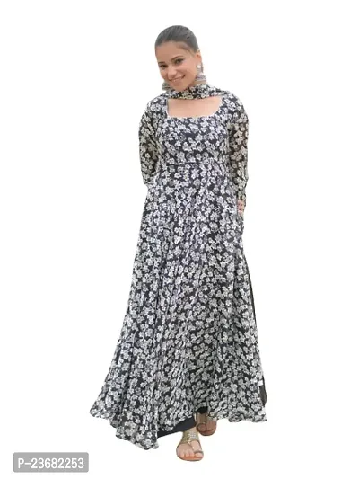 Black and white Georgette  Gown-thumb3