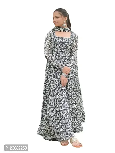 Black and white Georgette  Gown-thumb4