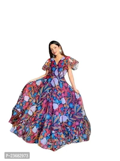 Trendy Organza Frill Maxi Gown