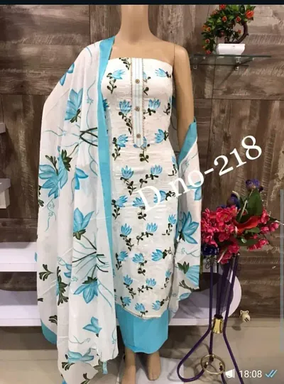 Classic Cotton Printed Dress Material With Dupatta