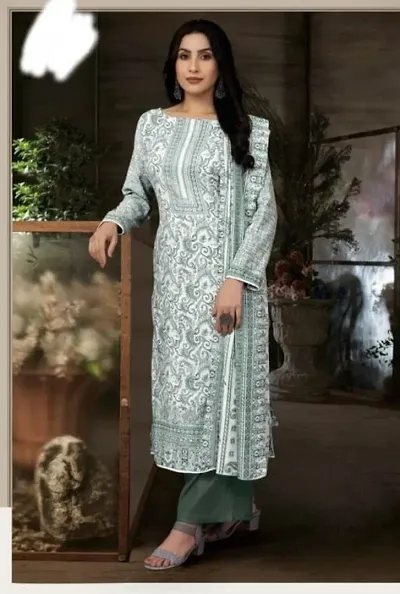 Stylish Pashmina Pakistani Print Unstitched Dress Material with Dupatta