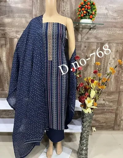 Stylish Cotton Embroidered Unstitched Suit