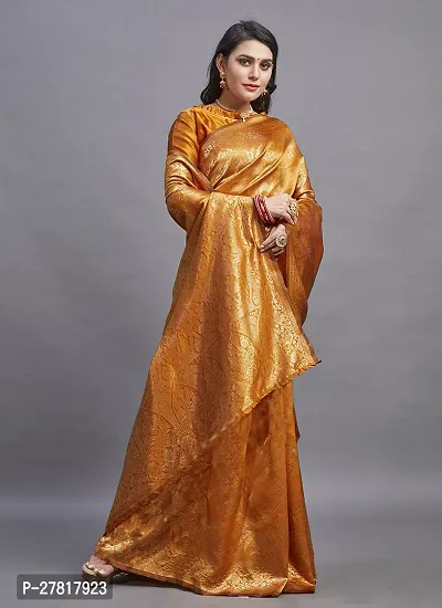 Elegant Mustard Banarasi Silk Women Saree with Blouse piece