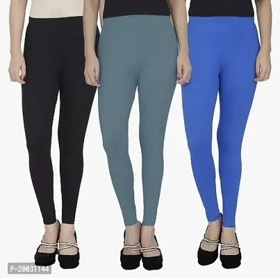 Buy Fablab Women?s Cotton Lycra Ankle Length Leggings Combo Pack