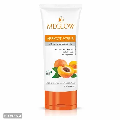 Meglow Apricot Scrub 70g Each, Pack of 3 ndash; Paraben Free Formula || Enriched with Natural Apricot Extracts, Vitamin E and Aloe Vera Extract || Remove Dead Skin Cells || All Skin Type || Helps to Make Skin Smooth and Radiant