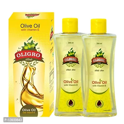 Oligro Body Massage Olive Oil (200ml) Pack of 2 - for Body Massage and Hair Care | Goodness of Vitamin E  Sweet Almond Oil |Helps to Nourished and Glowing Skin || Pure  Natural ndash; for Both Men  Women-thumb0