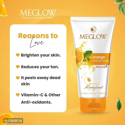 Meglow Skincare Combo Pack of 3- Premium Fairness Cream for Women 50g with Aloevera and Vitamin E | Instant Glow Facewash 70g for Skin Brigtening | Orange Peel and Reveal Face Mask 70g with Natural Ingredients | Paraben Free | For Soft and Smooth Skin-thumb2