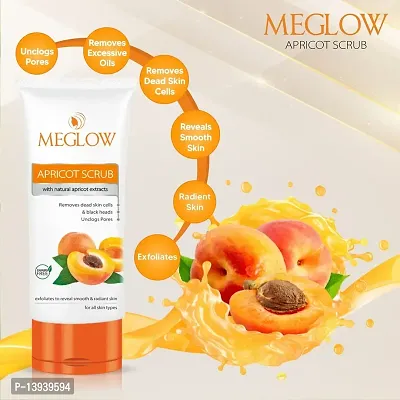 Meglow Apricot Scrub 70g Each, Pack of 3 ndash; Paraben Free Formula || Enriched with Natural Apricot Extracts, Vitamin E and Aloe Vera Extract || Remove Dead Skin Cells || All Skin Type || Helps to Make Skin Smooth and Radiant-thumb5