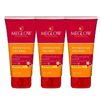 Meglow Refreshing Face Wash with a Rejuvenating Formula with Anti Dehydration Shield || Suitable for All Skin Type || Helps to Soft, Smooth and Refreshed Skin 70g Each - Pack of 3 ( Men  Women )-thumb1