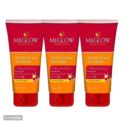 Meglow Refreshing Face Wash with a Rejuvenating Formula with Anti Dehydration Shield || Suitable for All Skin Type || Helps to Soft, Smooth and Refreshed Skin 70g Each - Pack of 3 ( Men  Women )-thumb2