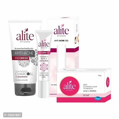 Alite Anti Acne Charcoal Facewash 75g + Anti Acne Gel 15g + Anti acne soap 75g , Combo Pack of 3