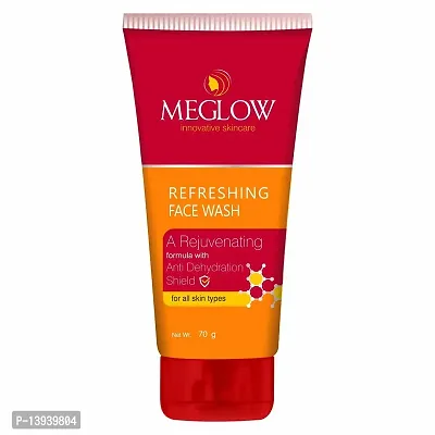 Meglow Refreshing Face Wash with a Rejuvenating Formula with Anti Dehydration Shield || Suitable for All Skin Type || Helps to Soft, Smooth and Refreshed Skin 70g Each - Pack of 3 ( Men  Women )