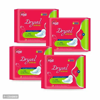 DRYVEL Sanitary Napkins - 4 Pack Combo ( Each Pack of 8 Pcs, Total 32 Pcs)