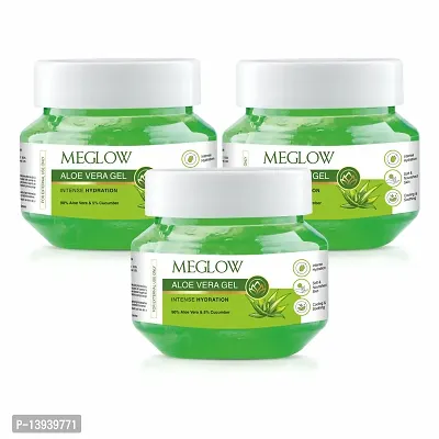 Meglow Aloevera Gel Jar For Nourished and Healthy Skin 100g Each Pack of 3-thumb0