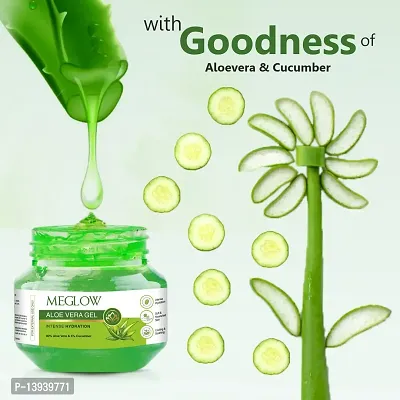 Meglow Aloevera Gel Jar For Nourished and Healthy Skin 100g Each Pack of 3-thumb2