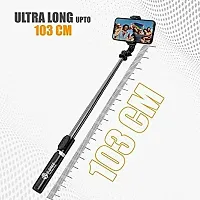 OVEETEK Bluetooth Extendable Selfie Sticks with LED Fill Light Selfie Stick Portable Lightweight Compatible with Xiaomi Mi 10S and All Smartphones (Black-Fill Light).-thumb3