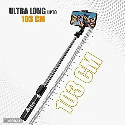 OVEETEK Bluetooth Extendable Selfie Sticks with LED Fill Light Selfie Stick Portable Lightweight Compatible with Xiaomi Mi 10S and All Smartphones (Black-Fill Light).-thumb4