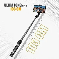 OVEETEK Bluetooth Extendable Selfie Sticks with LED Fill Light Selfie Stick Portable Lightweight Compatible with Tecno Spark 4 and All Smartphones (Black-Fill Light).-thumb3