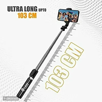 OVEETEK Bluetooth Extendable Selfie Sticks with LED Fill Light Selfie Stick Portable Lightweight Compatible with Tecno Spark 4 and All Smartphones (Black-Fill Light).-thumb4