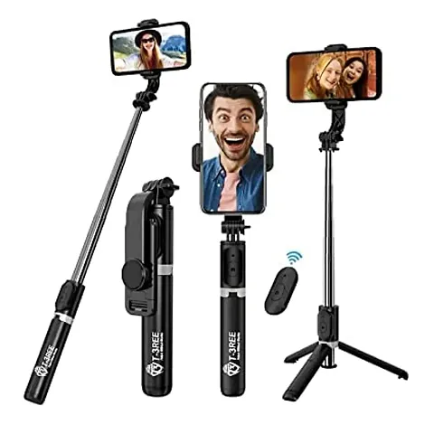 OVEETEK Bluetooth Extendable Selfie Sticks with LED Fill Light Selfie Stick Portable Lightweight Compatible with LG K92 5G and All Smartphones (Black-Fill Light).