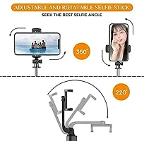 OVEETEK Bluetooth Extendable Selfie Sticks with LED Fill Light Selfie Stick Portable Lightweight Compatible with Oppo Reno5 Lite and All Smartphones (Black-Fill Light)-thumb4