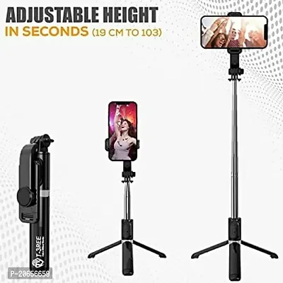 OVEETEK Bluetooth Extendable Selfie Sticks with LED Fill Light Selfie Stick Portable Lightweight Compatible with Xiaomi 11T and All Smartphones (Black-Fill Light).-thumb2