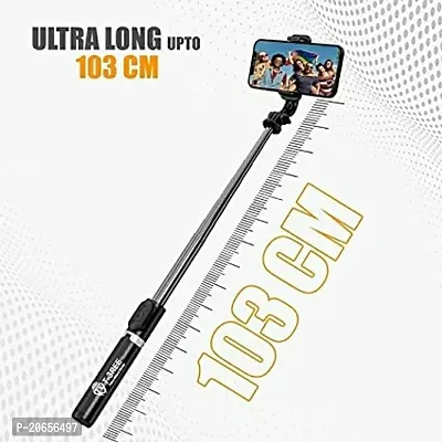 OVEETEK Bluetooth Extendable Selfie Sticks with LED Fill Light Selfie Stick Portable Lightweight Compatible with Oppo A11k and All Smartphones (Black-Fill Light).-thumb4