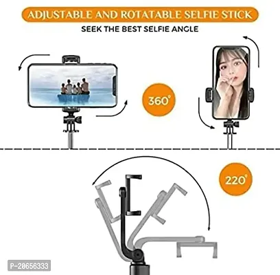 OVEETEK Bluetooth Extendable Selfie Sticks with LED Fill Light Selfie Stick Portable Lightweight Compatible with Oppo A97 and All Smartphones (Black-Fill Light)-thumb5
