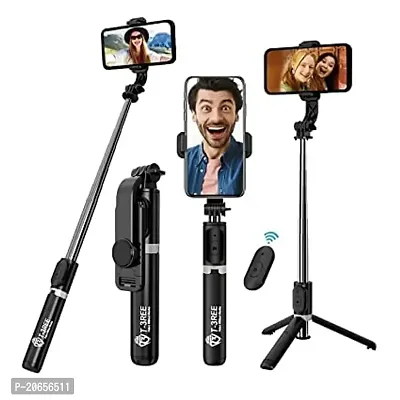 OVEETEK Bluetooth Extendable Selfie Sticks with LED Fill Light Selfie Stick Portable Lightweight Compatible with Xiaomi Mi 10S and All Smartphones (Black-Fill Light).-thumb0