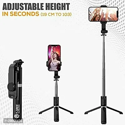 OVEETEK Bluetooth Extendable Selfie Sticks with LED Fill Light Selfie Stick Portable Lightweight Compatible with Xiaomi Blackmi Note 9 and All Smartphones (Black-Fill Light)-thumb2