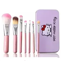 Makeup hello kitty pink brush set of 7 pcs + 1pc Sponge puff blender-thumb1