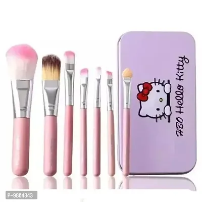 Makeup hello kitty pink brush set of 7 pcs + 1pc Sponge puff blender-thumb2