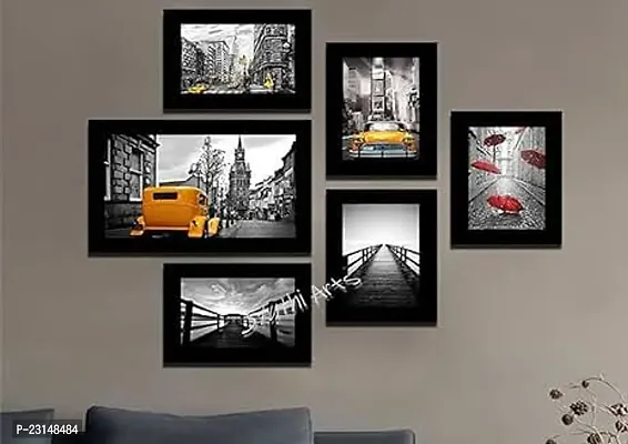 Designer Wall Wood Photo Frames-6 Pieces