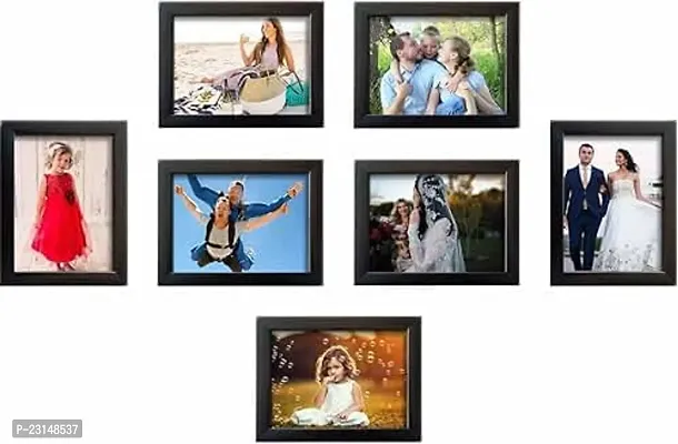 Designer Wall Wood Photo Frames With Glass-7 Pieces