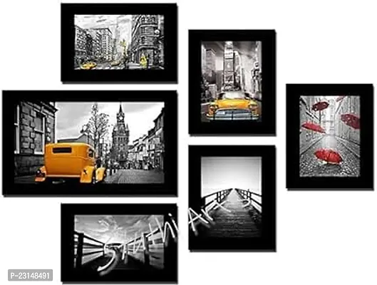 Designer Wall Wood Photo Frames-6 Pieces-thumb0