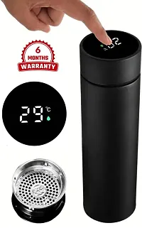 Smart Temperature Display LED Water Bottle| Temprature Indicator Water bottle For Hot  Cool |Water,Tea,coffee ( 500 ml Bottle ,Pack of 1, Black,Stainless Steel)-thumb2