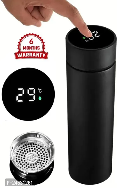 Smart Temperature Display LED Water Bottle| Temprature Indicator Water bottle For Hot  Cool |Water,Tea,coffee ( 500 ml Bottle ,Pack of 1, Black,Stainless Steel)-thumb3