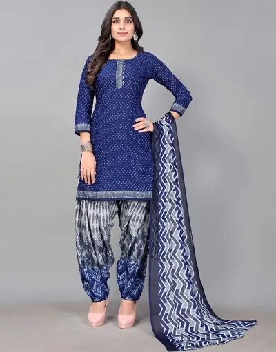 Elegant Crepe Dress Material with Dupatta For Women