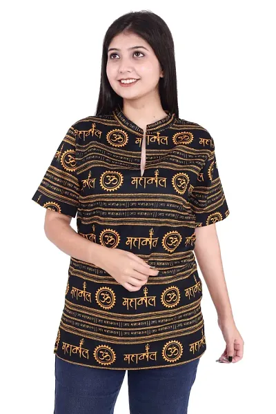 MANRANGI Mahadev Printed Shirt for Women || Shirt for Men & Women || Pure Cotton Devotional Tshirts for Women- Mahakal (Pack of 1)