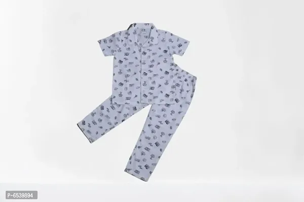 Baby Boys and Baby Girls Printed Pure Cotton Kids Nightwear-thumb0