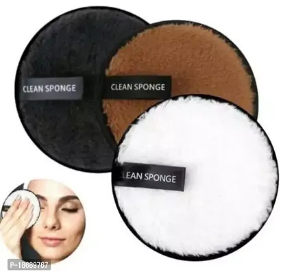 3pc.Multi function makeup puff Double Sided Reusable Makeup Remover Sponge Pad, 3.6 Inch Diameter - 3 Total Sponges-thumb0
