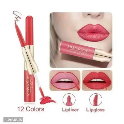 MISS ROSE Matte Lip Gloss With Lip Liner Combo Pack. (Color 1)-thumb3