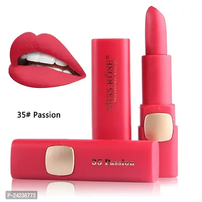 Miss rose Hot and Soft Matte Lipstick Long Lasting Moisturizer Lip Gloss Lipstick Women Lip Care Cosmetic Makeup, red, 3.4 g-thumb0