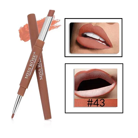 Miss Rose 2 In 1 Waterproof Matte Lip Liner With Lipstick Shade -43, brown, 2.1 g
