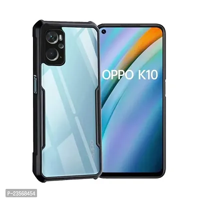 iNFiGO Oppo K10 4G Shockproof Bumper Crystal Clear Back Cover | 360 Degree Protection TPU+PC | Camera Protection | Acrylic Transparent Back Cover for Oppo K10 4G(Black).-thumb0