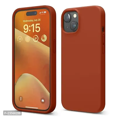 iNFiGO Silicone Back Case for Apple iPhone 15 |Liquid Silicone| Thin, Slim, Soft Rubber Gel Case | Raised Bezels for Extra Protection of Camera  Screen (Brown).