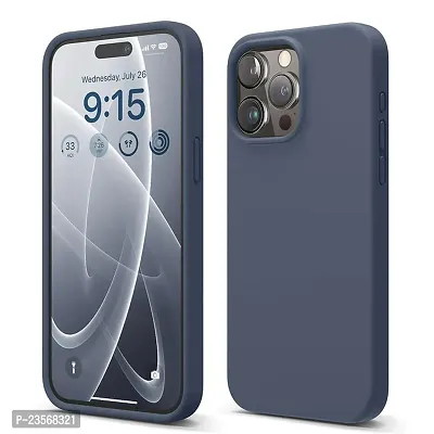 iNFiGO Silicone Back Case for Apple iPhone 15 Pro Max |Liquid Silicone| Thin, Slim, Soft Rubber Gel Case | Raised Bezels for Extra Protection of Camera  Screen (Navy Blue).-thumb0