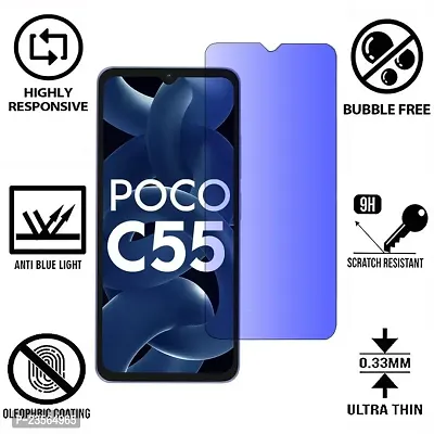iNFiGO Anti Blue Light (Blue Light Resistant to Protect your Eyes) Tempered Glass Screen Protector for Poco C55.-thumb2