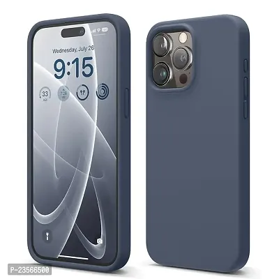 iNFiGO Silicone Back Case for Apple iPhone 15 Pro |Liquid Silicone| Thin, Slim, Soft Rubber Gel Case | Raised Bezels for Extra Protection of Camera  Screen (Navy Blue).